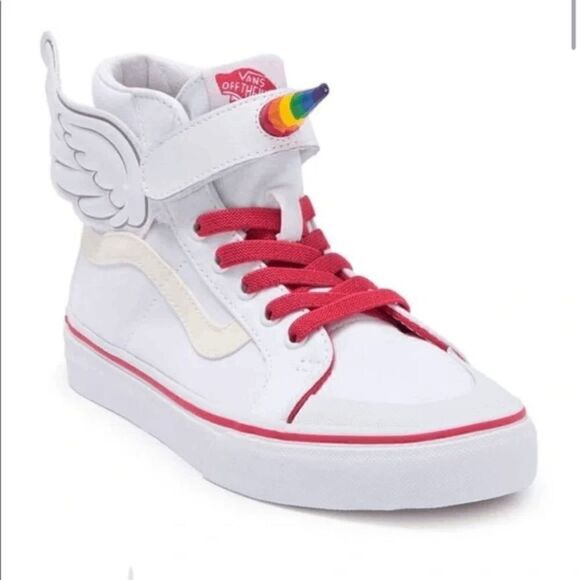 EUC Vans Rainbow Unicorn Wings White High-Top Sneakers - Picture 1 of 10